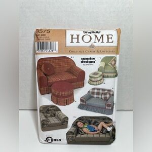 Simplicity Home Child Size Chair & Loveseat Cover Pattern #9575